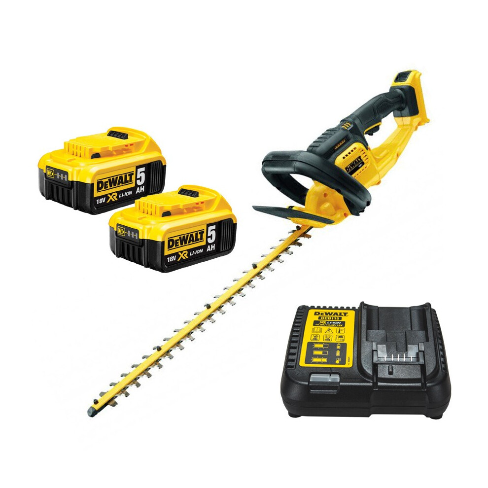 Dewalt DCM563P2 18v Cordless Hedge Trimmer Cutter + 2 x 5.0ah Battery + Charger