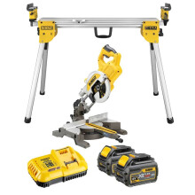 Dewalt DCS777T2 XR 54v Flexvolt Cordless 216mm Mitre Saw 2 x 6.0ah Batts + Legs