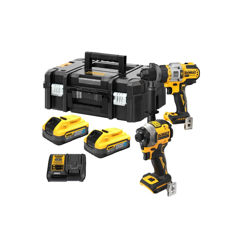 Dewalt DCK2052H2T 18v XR Brushless Powerstack Combi Drill+ Impact Driver + Batt