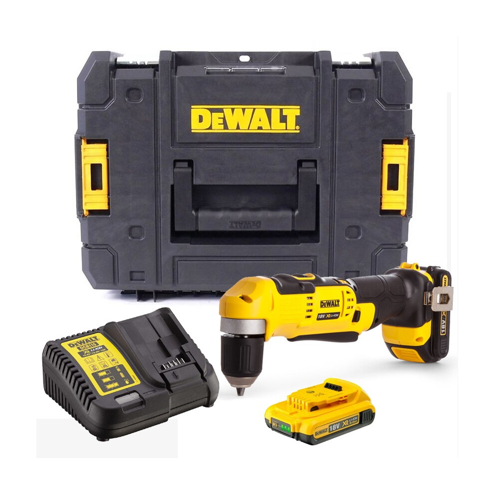 Dewalt DCD740D2 18v XR 2 Speed Right Angle Drill Lithium -2 Battery Charger Case