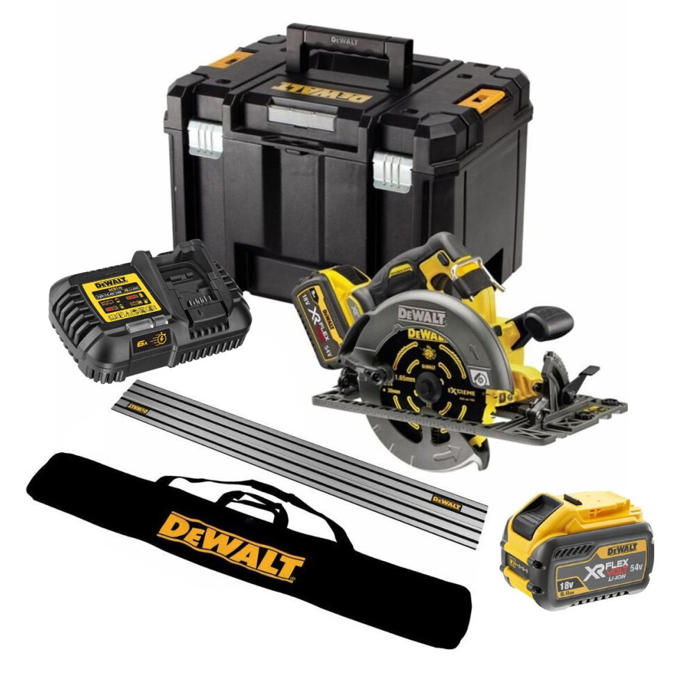 DeWalt DCS579X2 54v XR Flexvolt Circular Saw 190mm + Guide Rail + Bag + 2 x 9ah