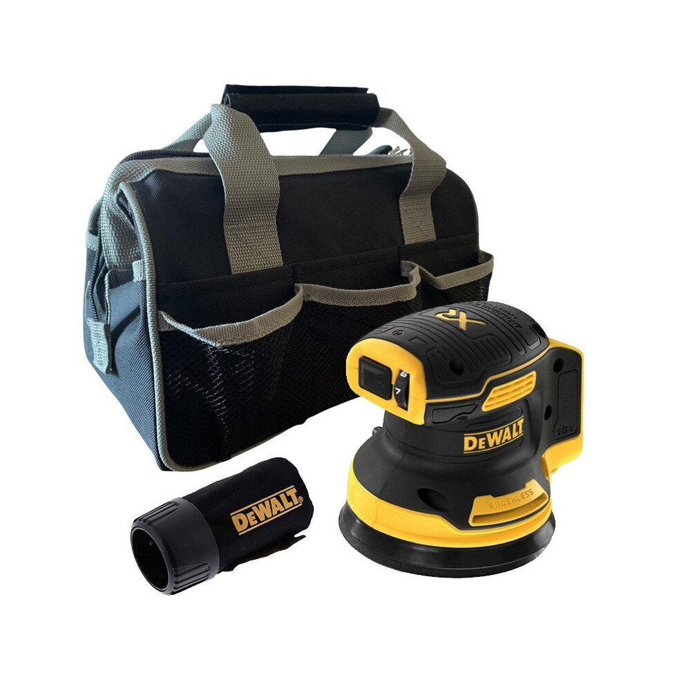Dewalt DCW210N Brushless 18v XR Random Orbital Sander 125mm Dust Bag + Tool Bag