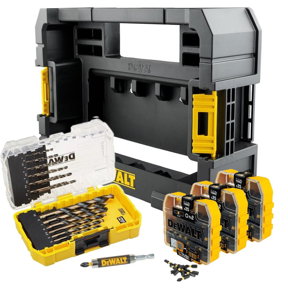 Dewalt 100 Piece Black Gold Drill Screwdriver Bit Set + Tough Case TStak Caddy