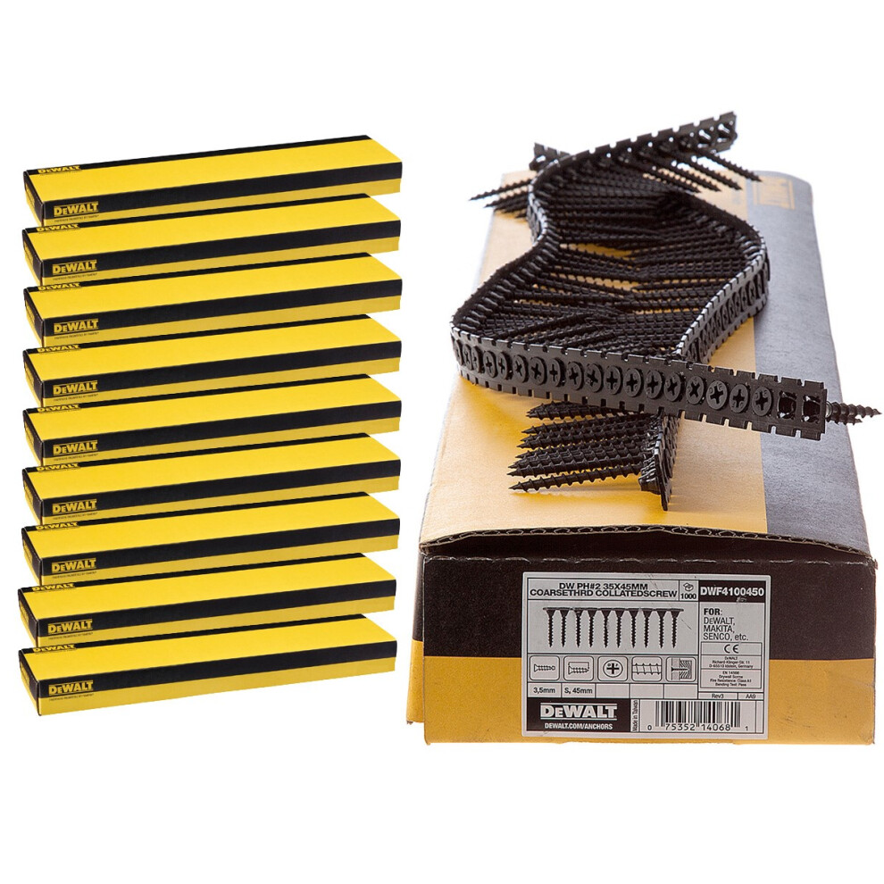 Dewalt 45mm x 3.5mm Fine Thread Collated Screws X 10,000 Fits DCF620 Makita Fein