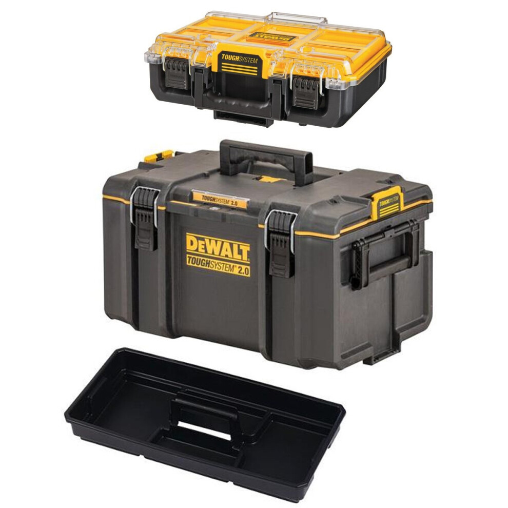Dewalt Tough System 2.0 DS300 Stackable Toolbox Case + 1/2 Width Deep Organiser