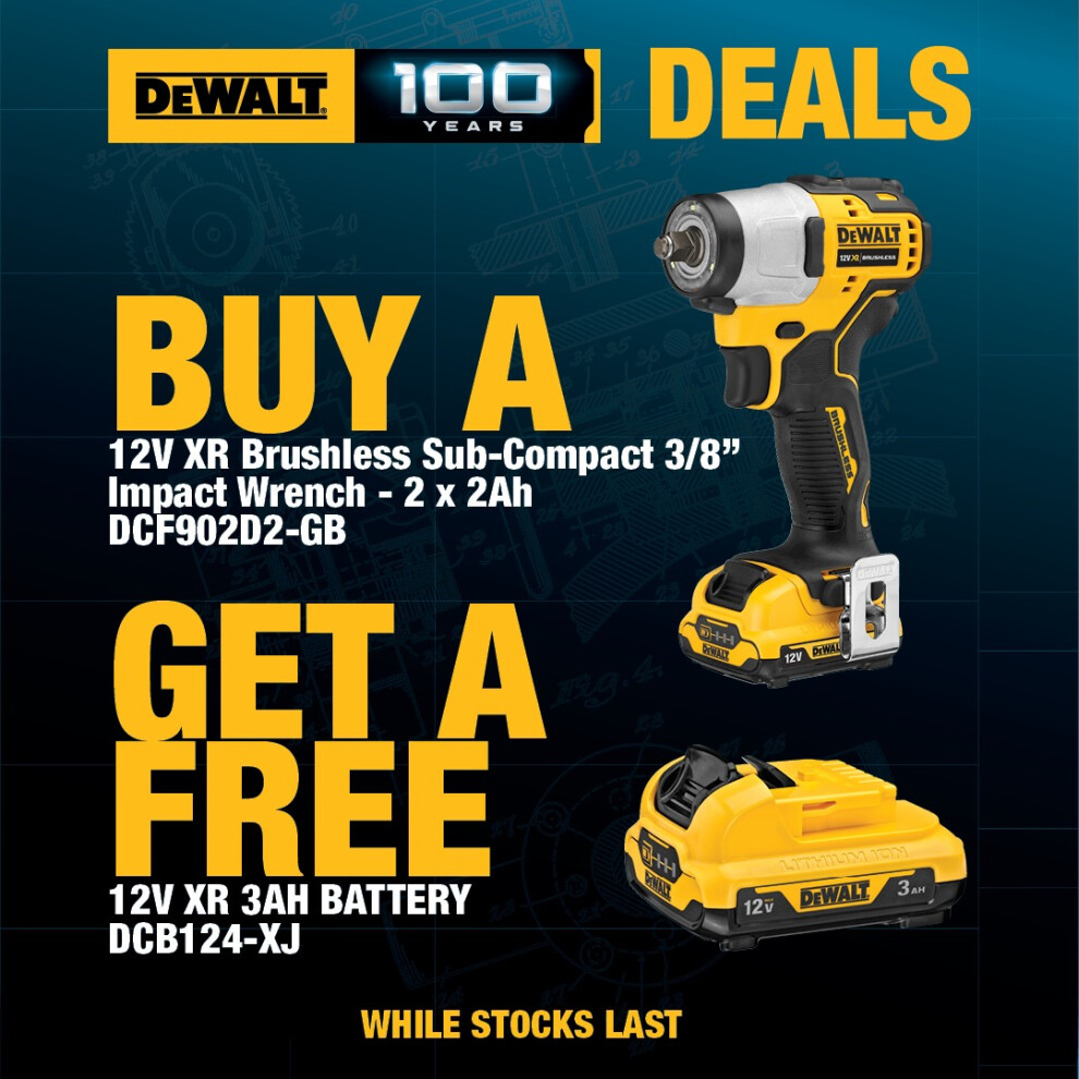 Dewalt XR Brushless Sub-Compact 3/8in Impact Wrench 12V + 3 x Batterty Kit Case