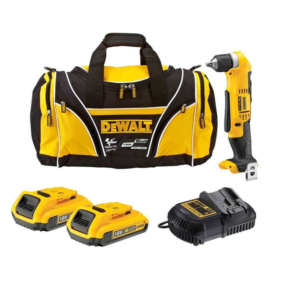 Dewalt DCD740D2 18v XR 2 Speed Right Angle Drill Li-Ion + 2x2.0ah, Charger + Bag