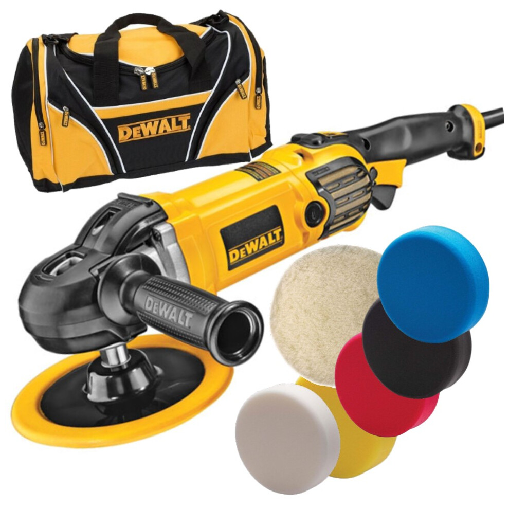 Dewalt DWP849X Premium 180mm Variable Speed Polisher 240V +5 Pads + 1 Wool & Bag