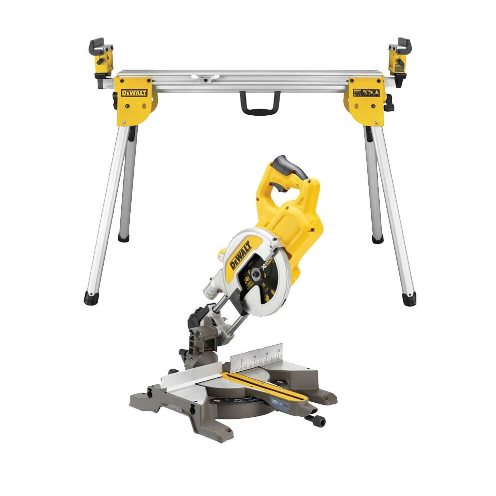 Dewalt DCS777N XR 54v Flexvolt Cordless 216mm Mitre Saw Bare & DE7033 Leg Stand