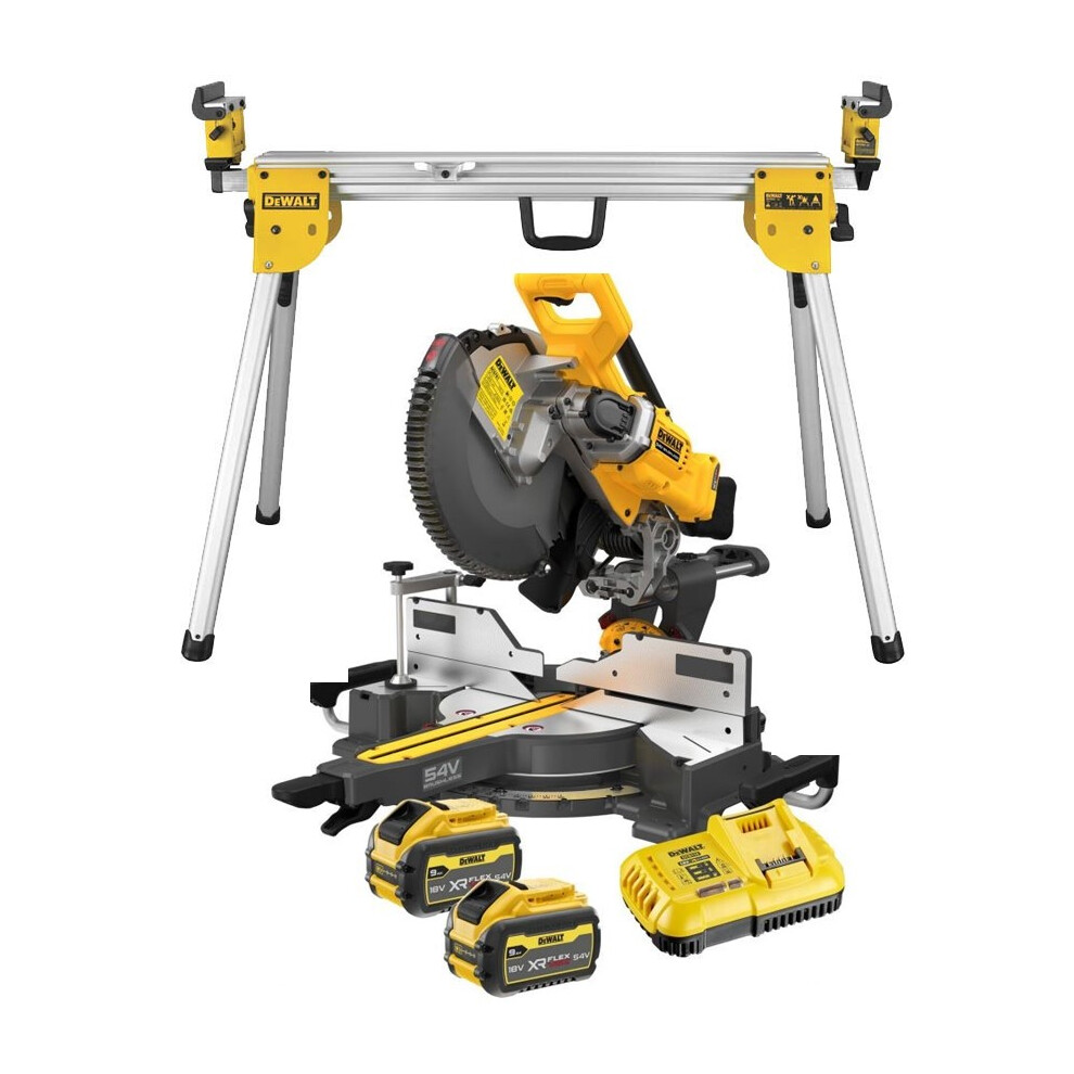 Dewalt DCS781X2 XR FlexVolt Cordless Mitre Saw 305mm 54V 2 x 9.0Ah DE7033 Stand