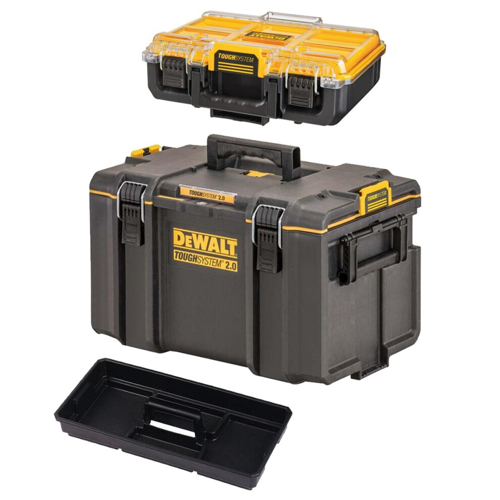 Dewalt Tough System 2.0 DS400 Stackable Toolbox Case + 1/2 Width Deep Organiser