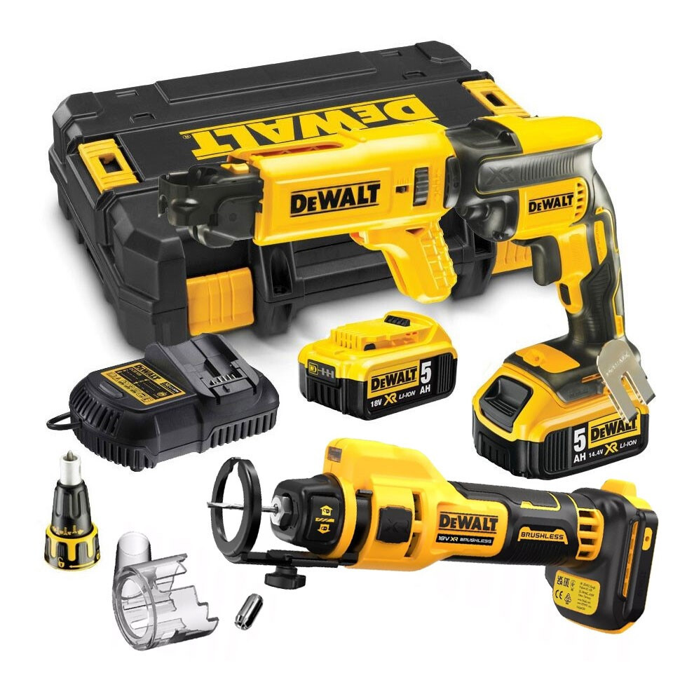 Dewalt DCF620P2K 18v XR Brushless Collated Autofeed Screwdriver + Drywall Cutter