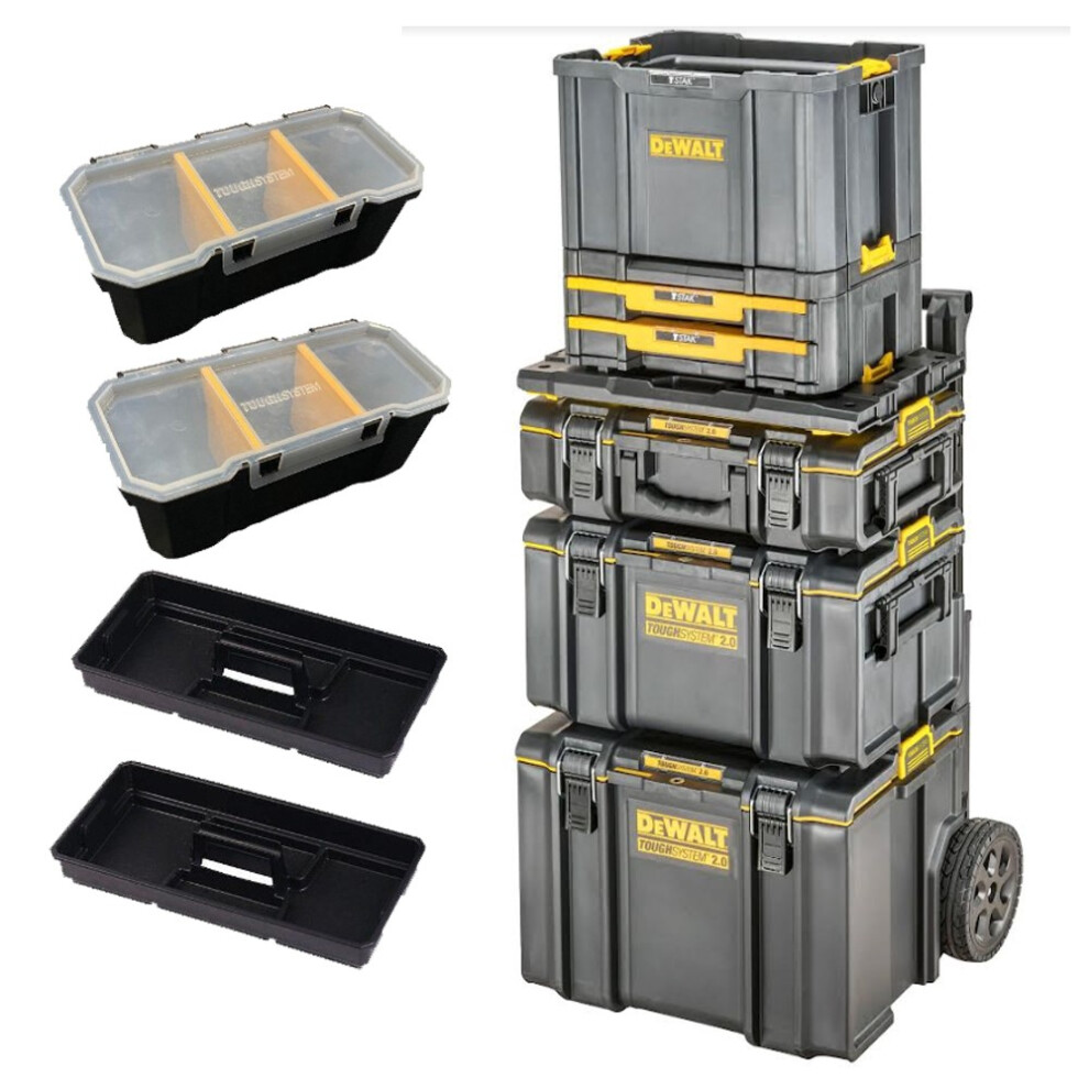Dewalt Toughsystem 2 Rolling Tool Storage Box Trolley + Tstak Open Tote +Adaptor