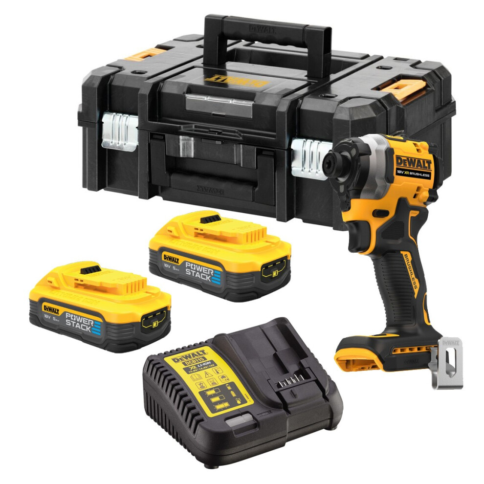 Dewalt DCF850H2T 18v XR Brushless Powerstack Impact Driver 2 x 5Ah Batteries