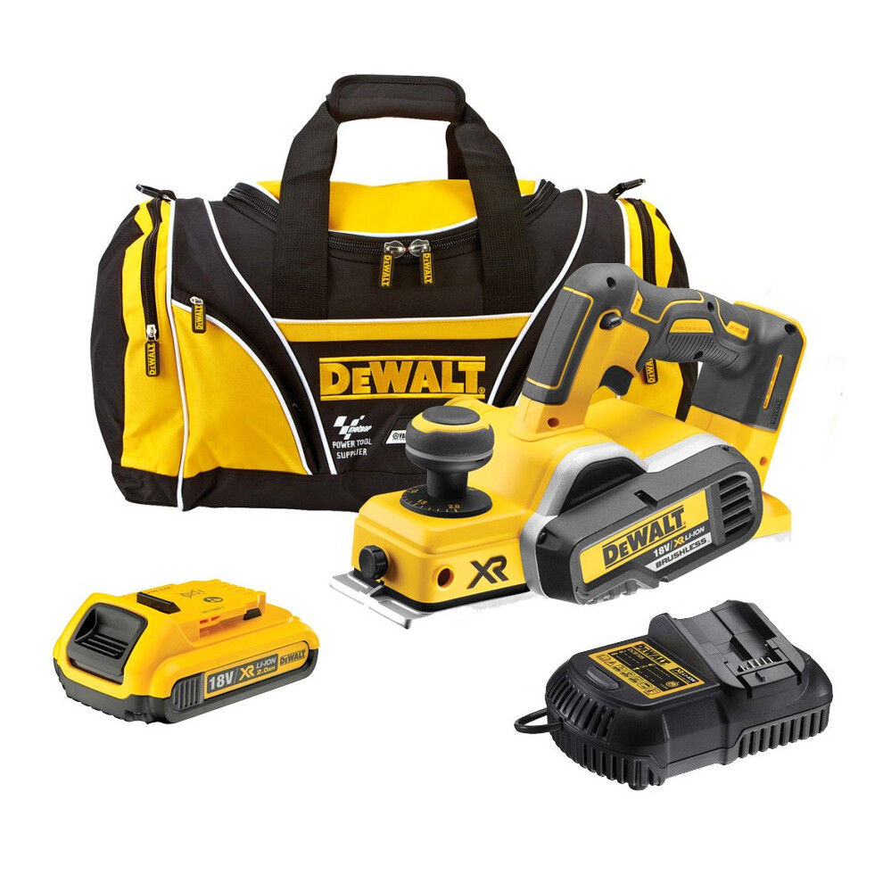 Dewalt DCP58 0D1 18v XR Cordless Brushless Planer + 1 x 2.0ah Batt, Charger + Bag