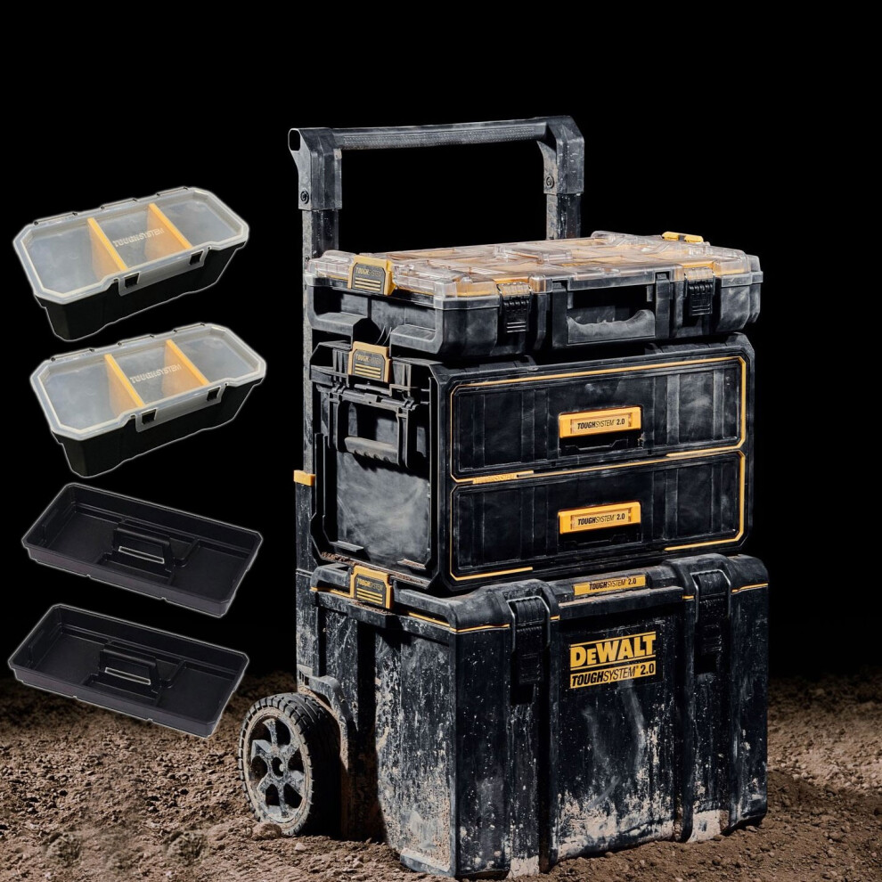Dewalt Toughsystem 2.0 DS450 Rolling Mobile Tool Chest + 2 Drawer + Organiser