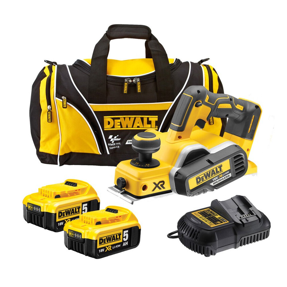 Dewalt DCP580P2 18v XR Cordless Brushless Planer + 2 x 5.0ah Batt, Charger + Bag