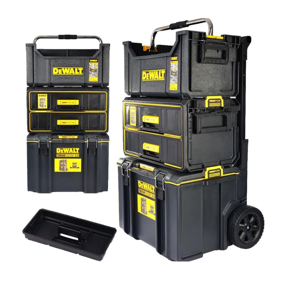 Dewalt Toughsystem 2 DS450 Rolling Tool Trolley + 2 Draw Organiser + DS280 Tote