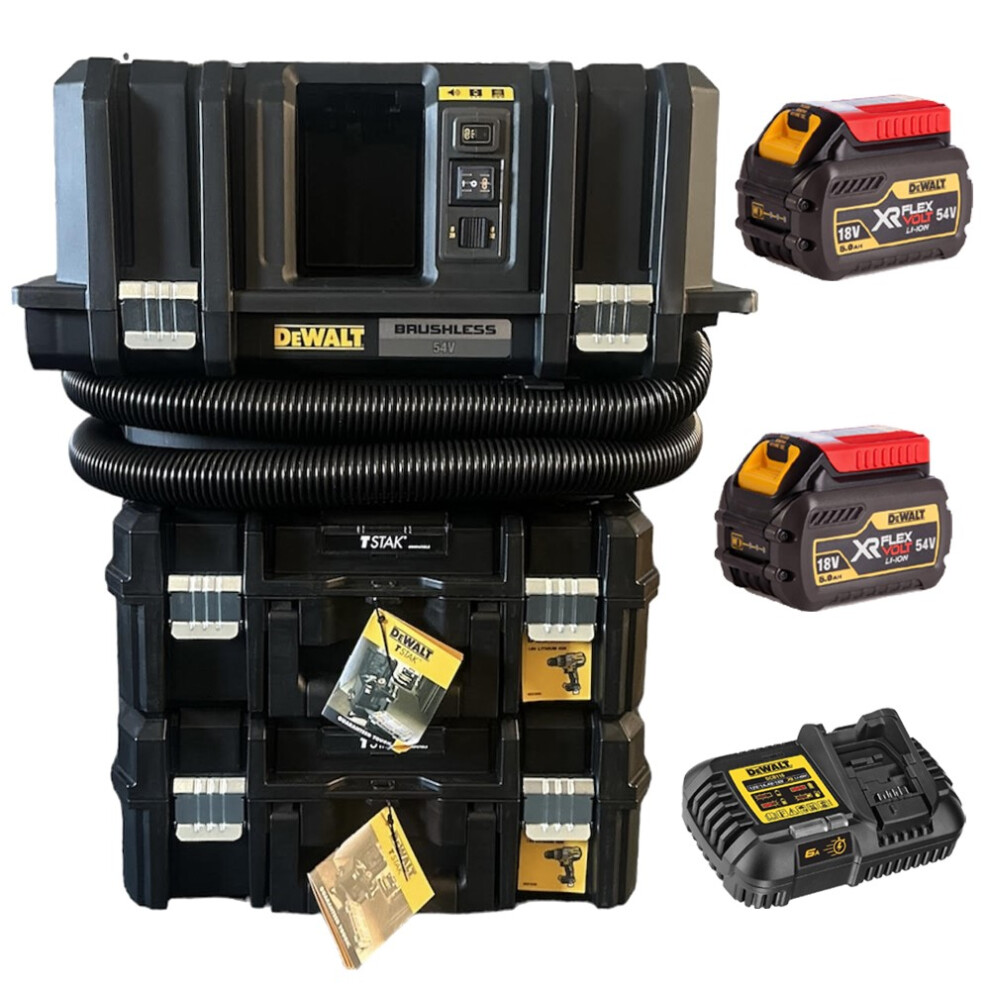 Dewalt Cordless XR FLexvolt M-Class Wet Dry Vacuum + x2 TStak Case x2 6ah Kit
