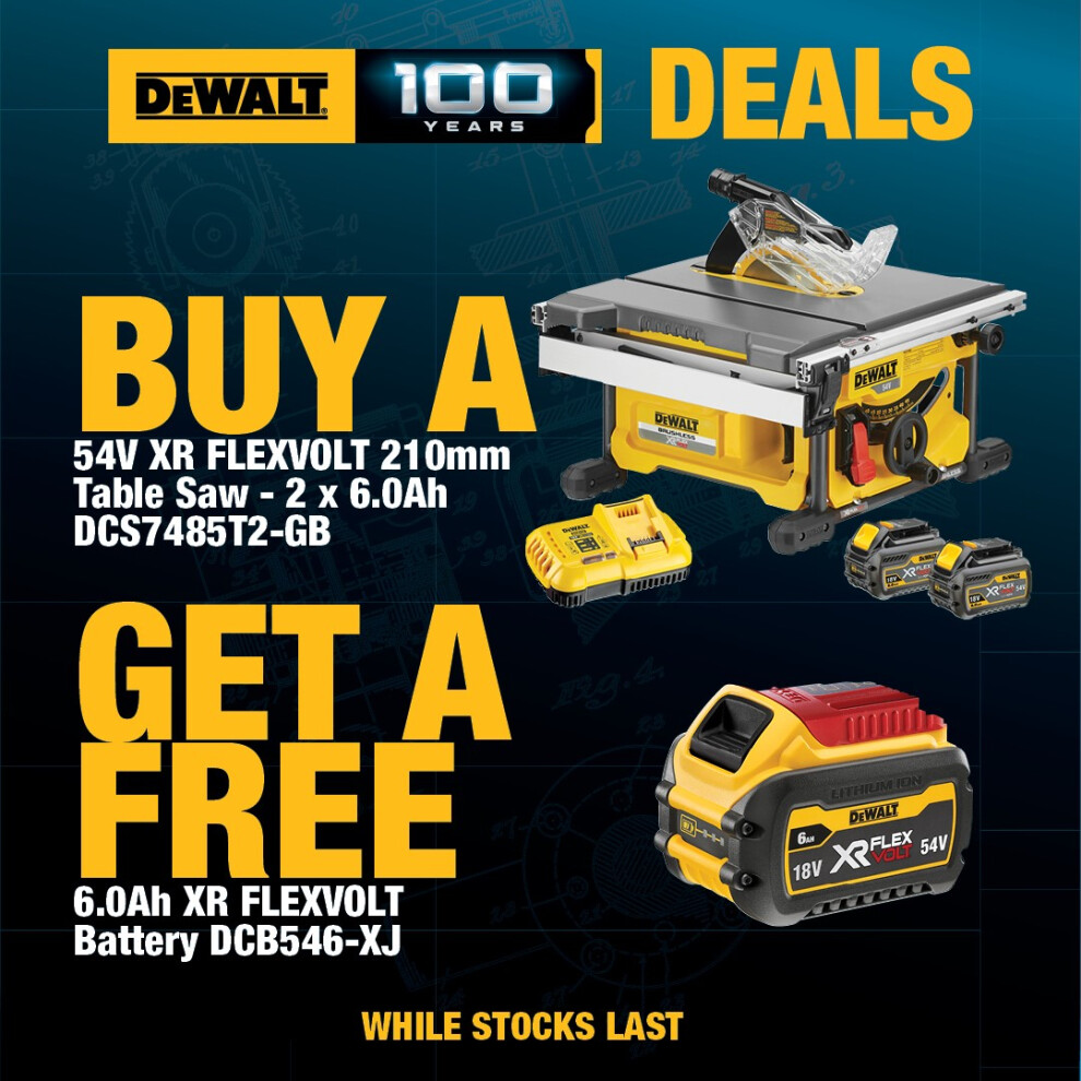 Dewalt DCS7485T2 54v XR FlexVolt Portable Table Saw Cordless 3 x 6.0ah Batteries