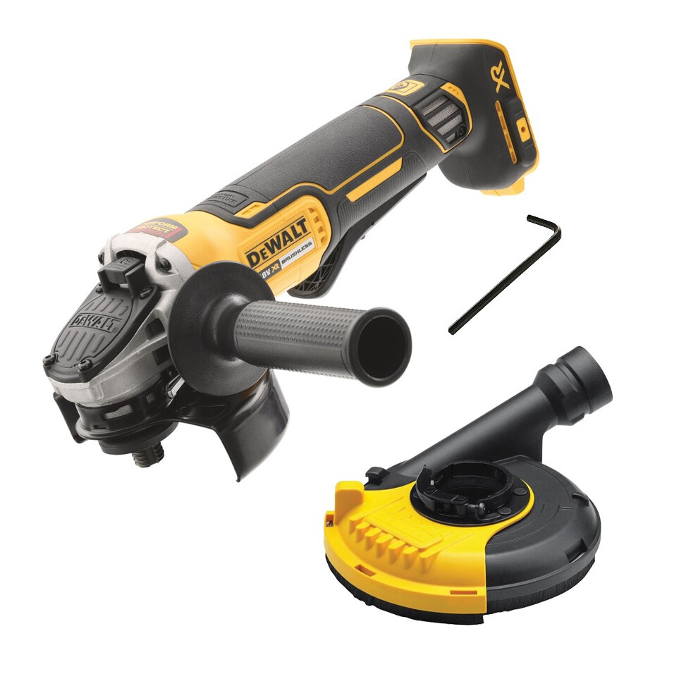 Dewalt DCG406N-XJ 18v XR Brushless 125mm Disc Angle Grinder + Dewalt Dust Guard