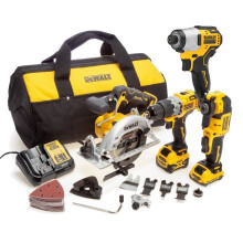 DeWalt 12V XR 4 Piece Brushless Kit Hammer Drill Multi Tool Saw Impact Driver