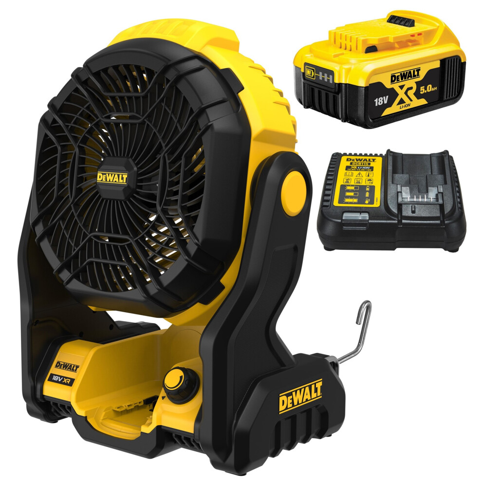 Dewalt DCE512N 18v XR Cordless Portable Job Site Fan Pivot 5.0Ah Batt & Charger