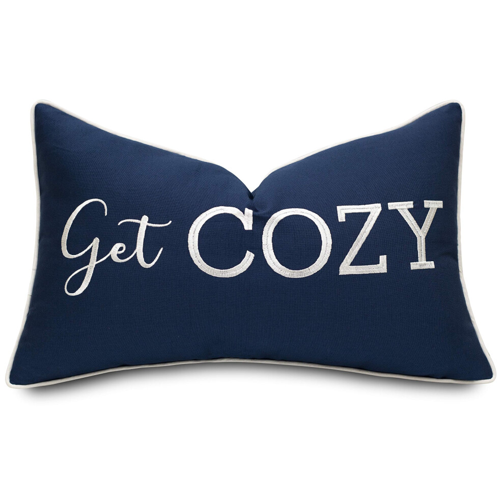 Housse de coussin décorative lombaire brodée YugTex Get Cozy Sentiment