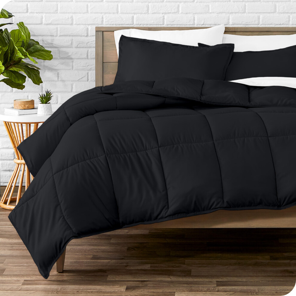 Ensemble de couette Bare Home - Taille double - Ultra doux - Alternative au duvet d'oie - Série Premium 1800 - Chaleur toutes saisons (Full Black)
