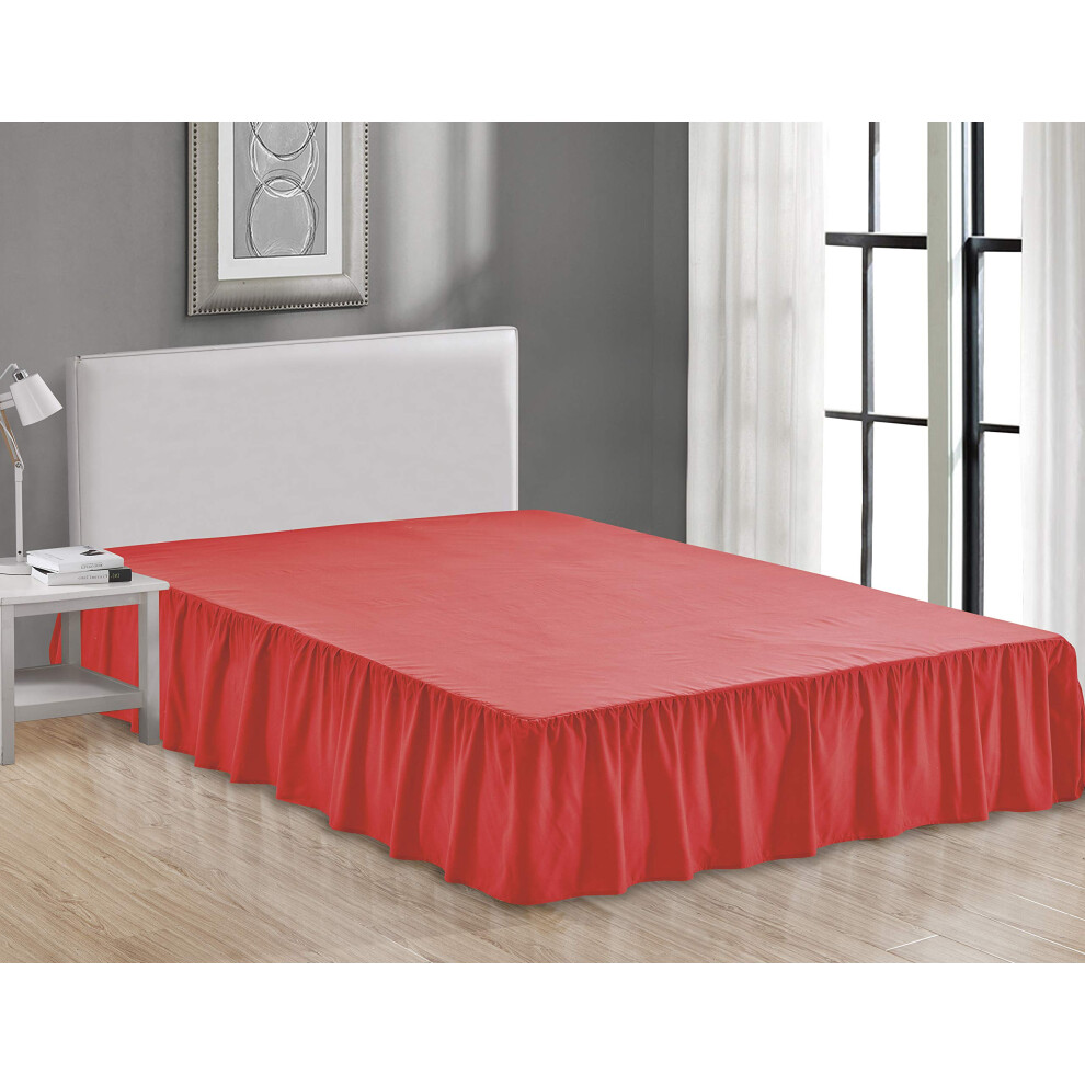 Draps et au-del   , jupe de lit en microfibre unie, tissu de qualit    h   teli   re de luxe, fronc   e,     volants, 35 cm de hauteur (jumeau rouge)