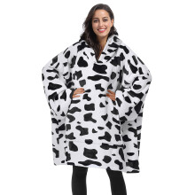 Ko försedel Oversized Hoodie Filt Sweatshirt Pullover Sherpa Bärbara Filtar Gåva för Vuxna