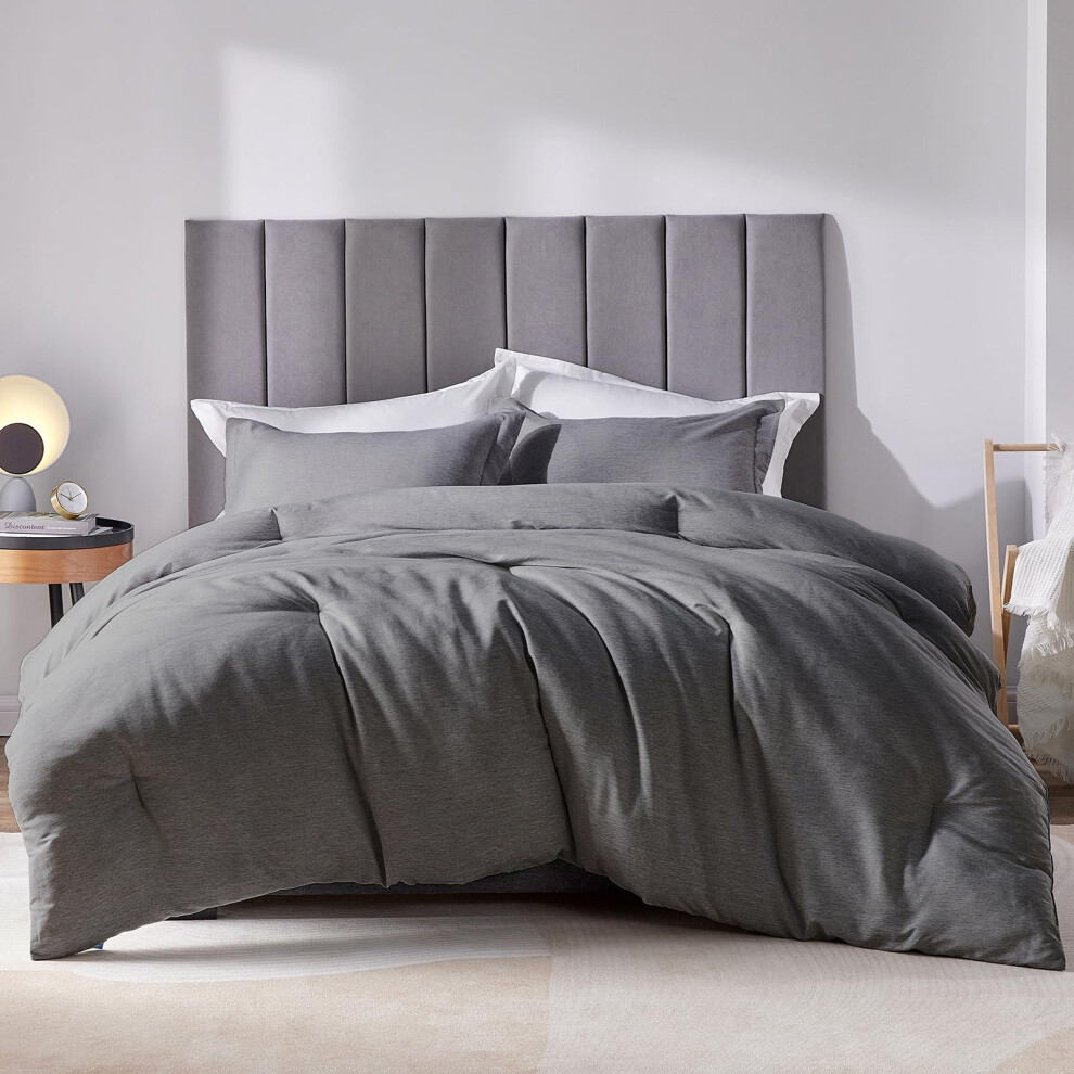 Ensemble de couette King Size CozyLux - 3 pièces Gris foncé Doux Luxe Catio