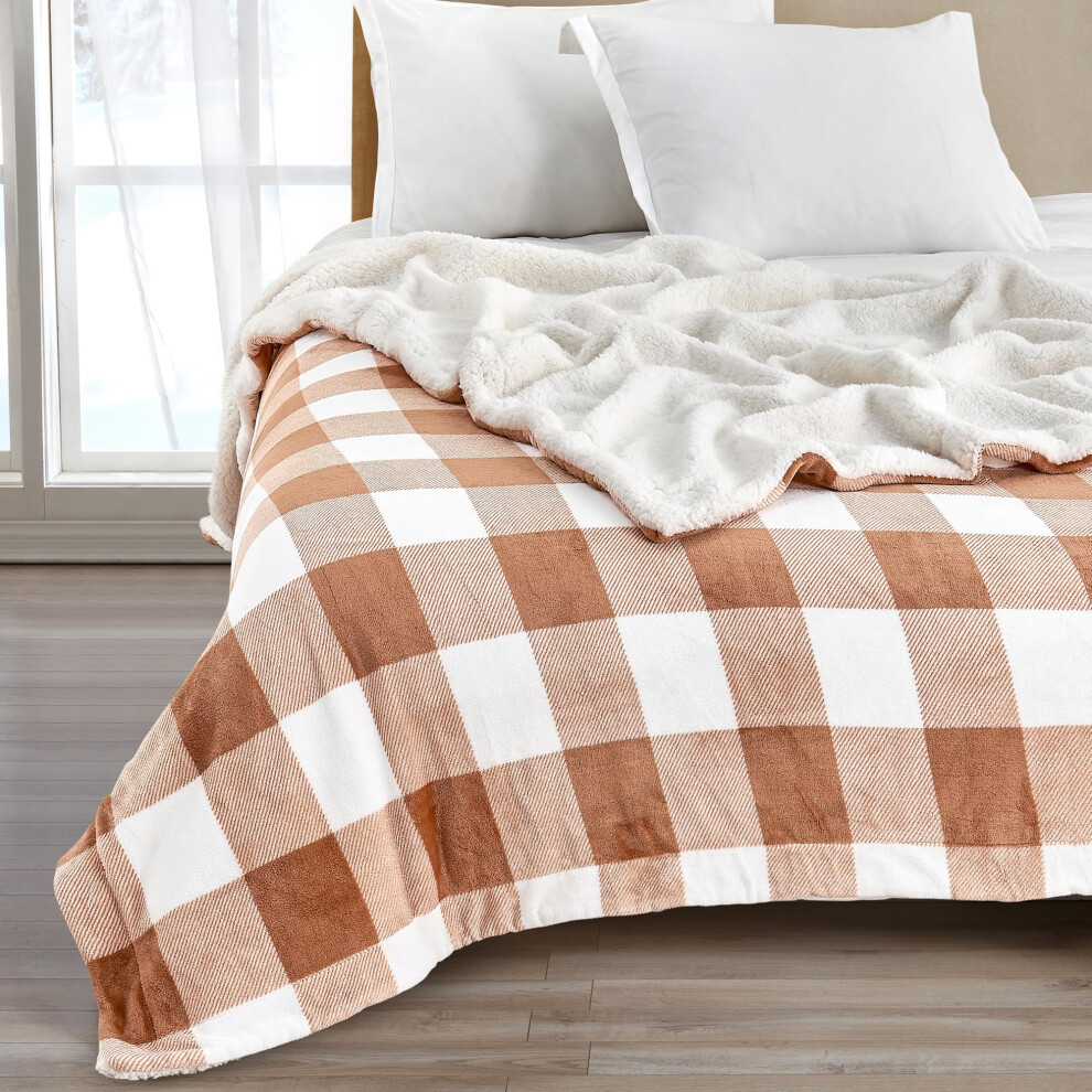 Couverture polaire Sherpa et velours en peluche épaisse pour chaise, canapé ou lit. Couverture polaire douce, réversible et chaude. Kinsley Co