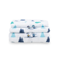Berkshire-t?ppe Peanuts B?rnelagners?t Twin St?rrelse - 3 stykker S?d karakter Snoopy-trykt bl?dt mikrofiber-senget?j Snoopy's Winter Wonderland-