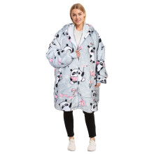 Catalonia Girl Panda Gri Patura cu fermoar Hanorac hanorac oversized Sherpa Pulover Jacket Palton pentru barba?i, femei, cadou confortabil pentru