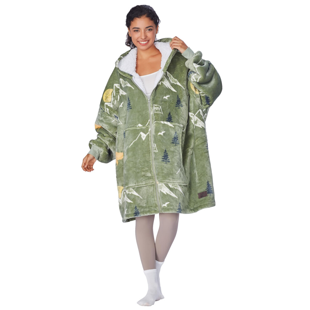 Sweat à capuche zippé de camping vert Catalonia, veste oversize en sherpa pour homme et femme, cadeau confortable pour elle