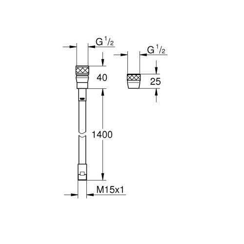 Grohe Grohe 46174000 Mangueira Metalflex de 59 polegadas para torneira de cozinha Chrome 1