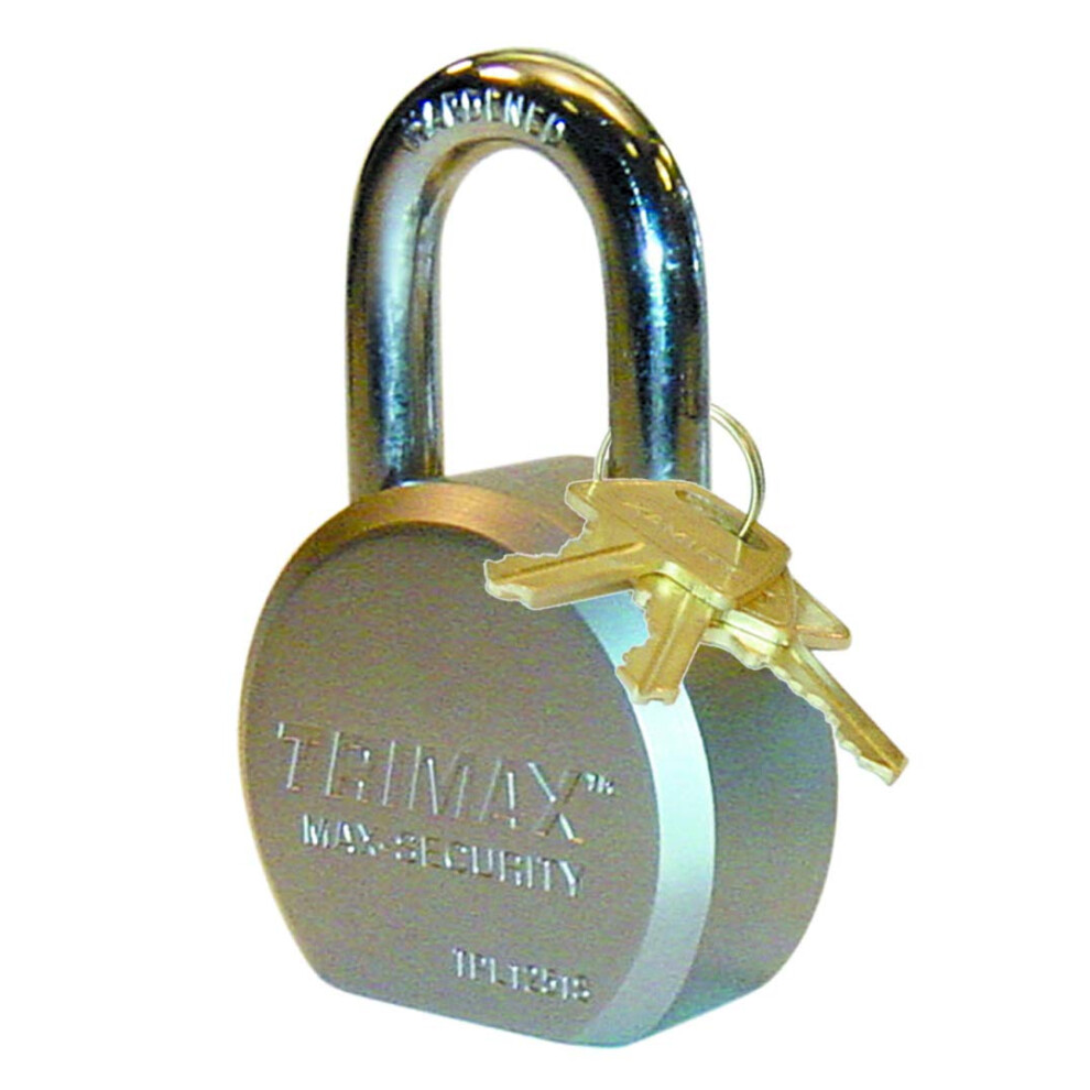 Trimax Tpl1251s Hardened 64Mm Solid Steel Padlock 1.25"" X 11Mm Dia. Shackle - Rekeyable Chrome 797824100701