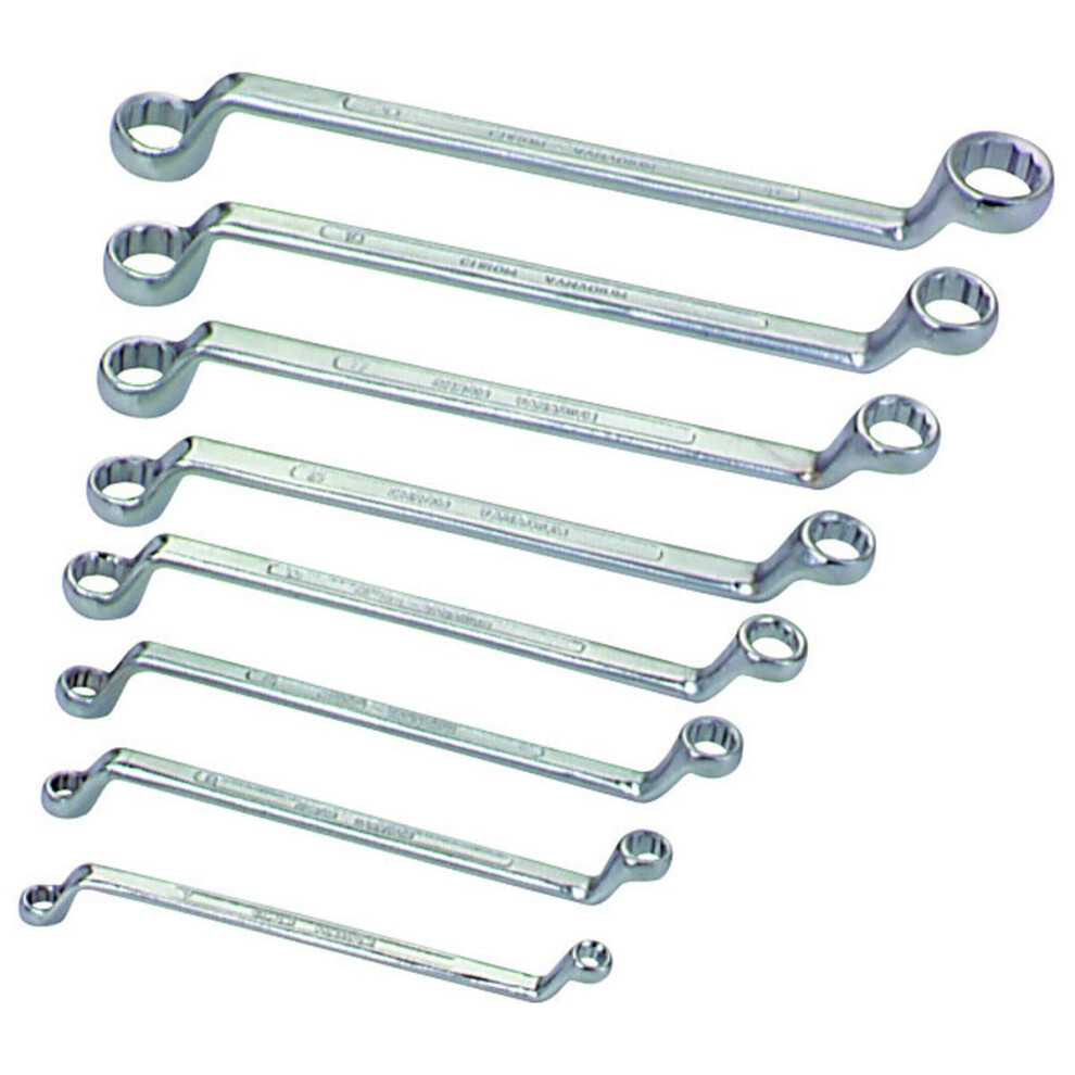 8Piece Metric Offset Box Wrench Set Chrome Vanadium Steel Construction 792363320412