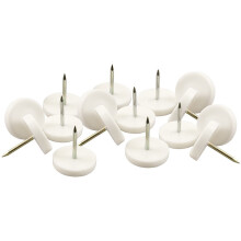 SoftTouch 7/8"" Round Nail-On Furniture Glides - Surface Protection for Wooden Furniture White (16 Pack)