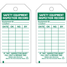 Brady 86557 5 3/4 """" hjd x 3 """" bredd ekonomi polyester (B-851) grn p vita skerhetsutrustningstaggar (10 taggar)