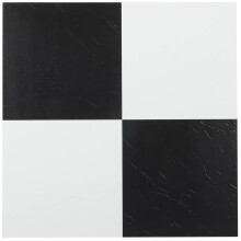 Tivoli Selbstklebende Vinyl-Bodenfliesen, 45 Fliesen – 12 x 12, Schwarz und Weiß