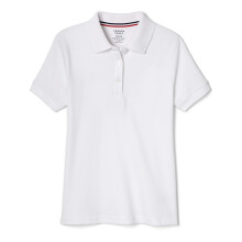 French Toast -girls Short Sleeve Picot Collar (Standard & Plus) Polo Shirt White 14-16 Plus