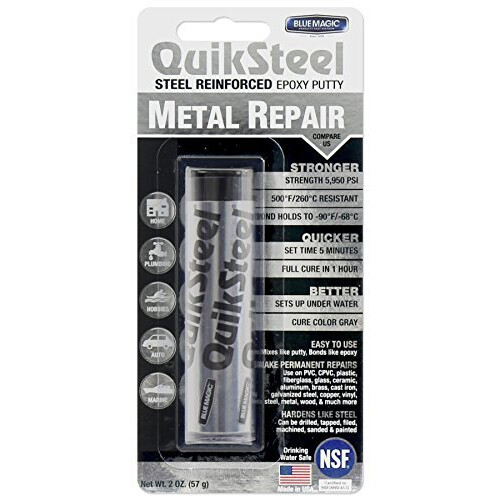 Blue Magic 16002TRI QuikSteel Επισκευαστικό Στερεό Επιχρίσμα Epoxy, Blister Pack - 2 oz. - 6 Pack