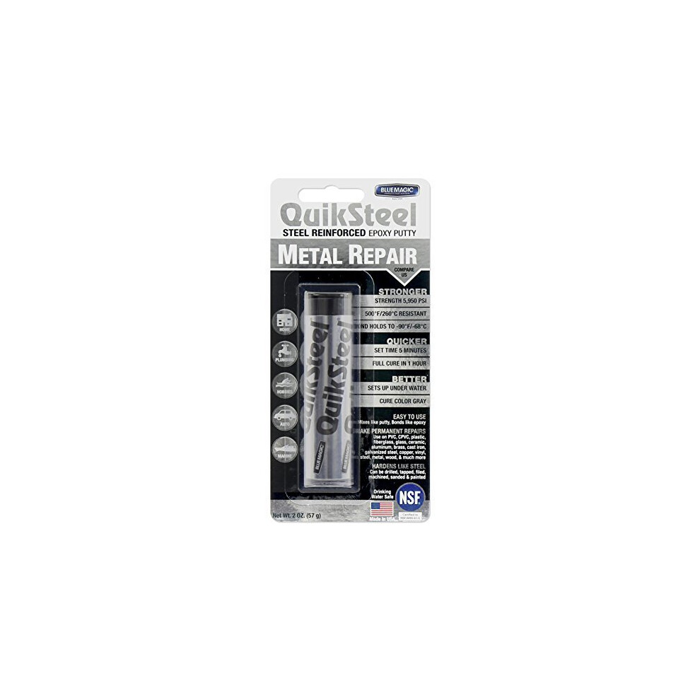 Blue Magic 16002Tri Quiksteel Steel Reinforced Epoxy Putty Repair Blister Pack - 2 Oz. - 6 Pack 700690400707