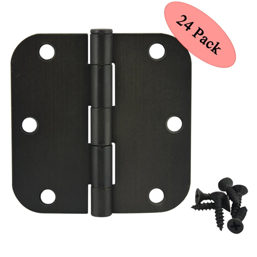 24 Pack - Cosmas Oil Rubbed Bronze Door Hinge 3.5" Inch X 3.5" Inch With 5/8" Inch Radius Corners - 37540 609595742250