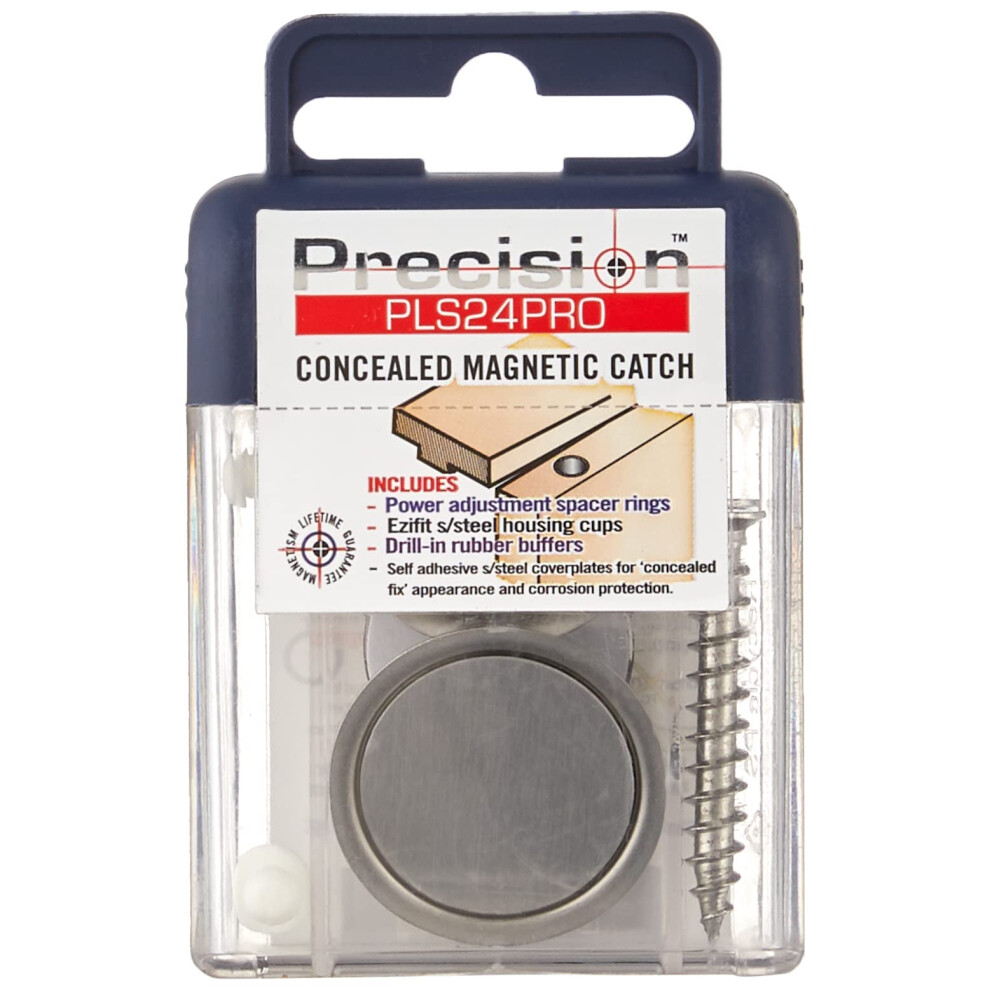 Precision Lock Pls-24 Pro Concealed Magnetic Catch Silver 9325569014833