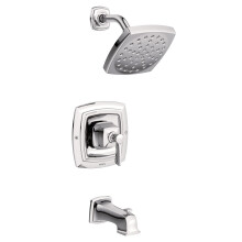 Moen Conway Chrom Posi-Temp Wannen- und Duschgarnitur-Set mit quadratischem Duschkopf, Duschhebelgriff und Wannenauslaufventil im Lieferumfang enthalt