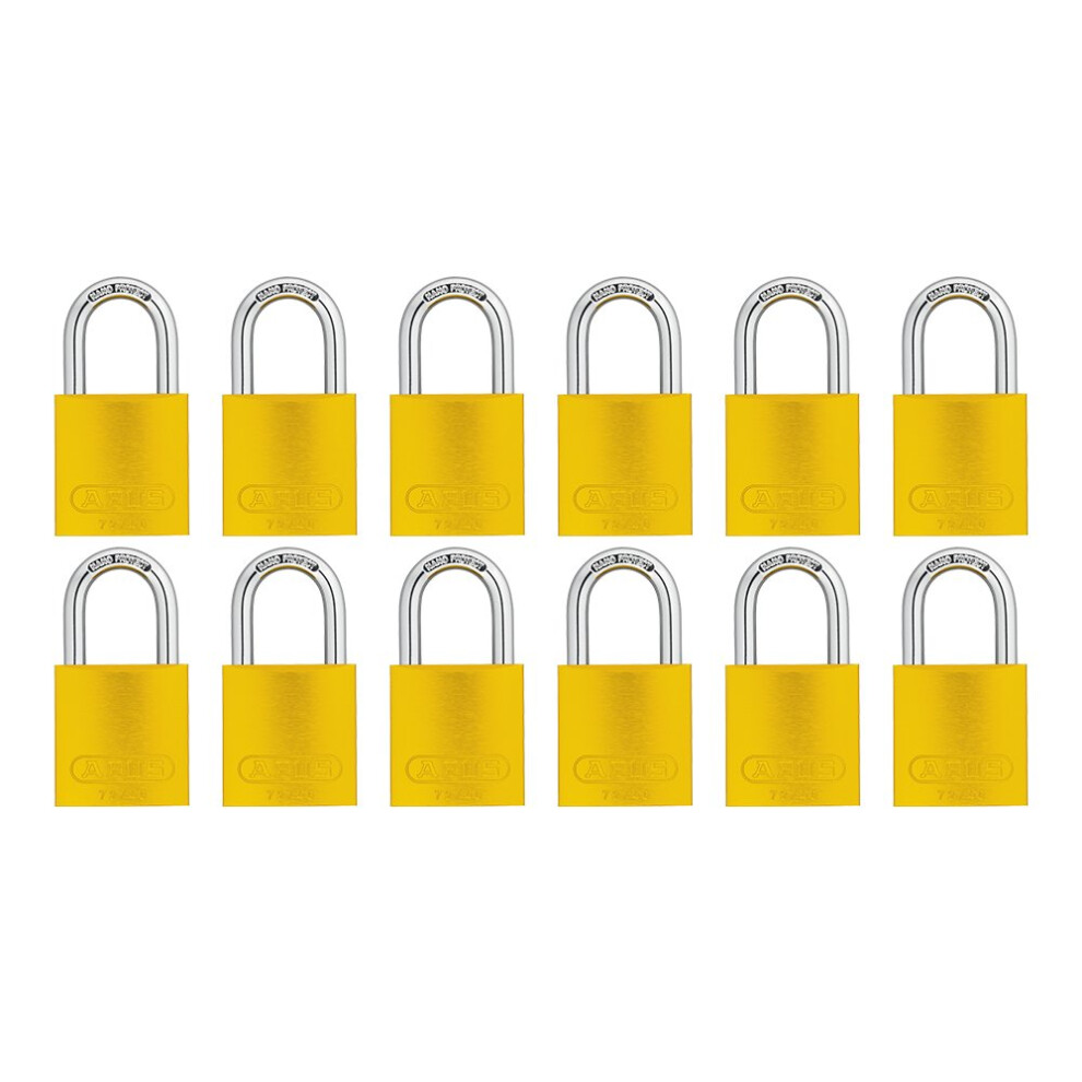 Abus Yellow 72/40 Lockout Tagout Padlock W/ 1"" Shackle 12 Pack Keye
