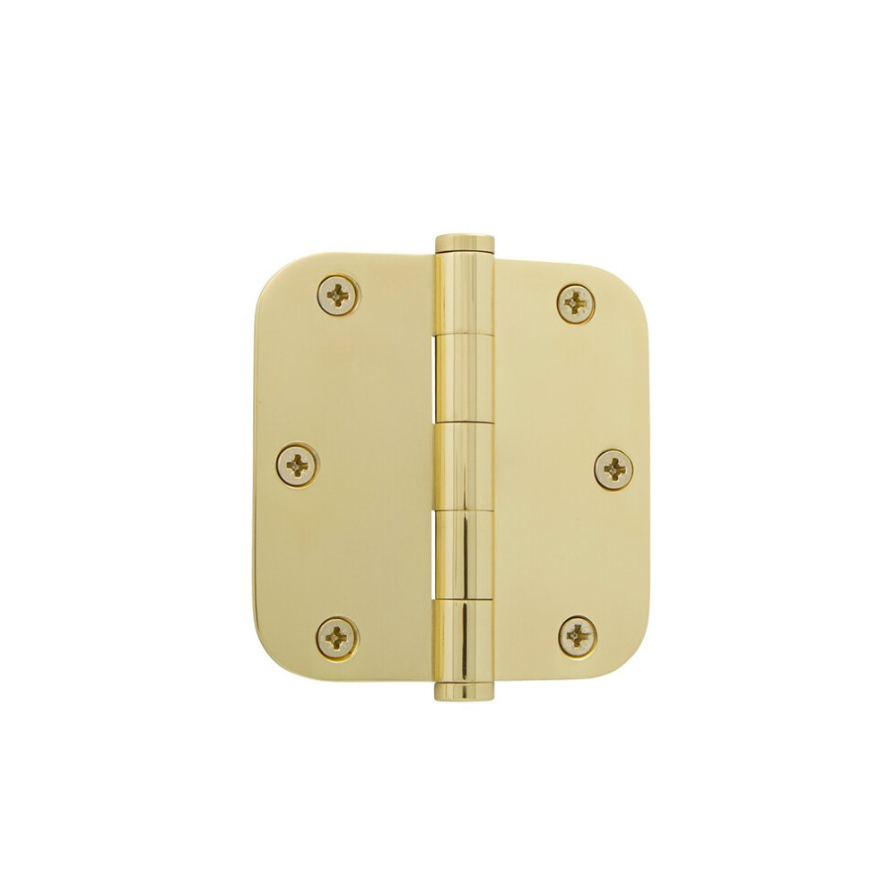 Grandeur Hardware 819968 3.5"" Button Tip Residential Hinge With 5/8"" Radius Corners In Unlacquered Brass 3.5"" X 3.5"" 662972199689